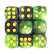 (Grass Green+Black) 12mm D6 pips dice